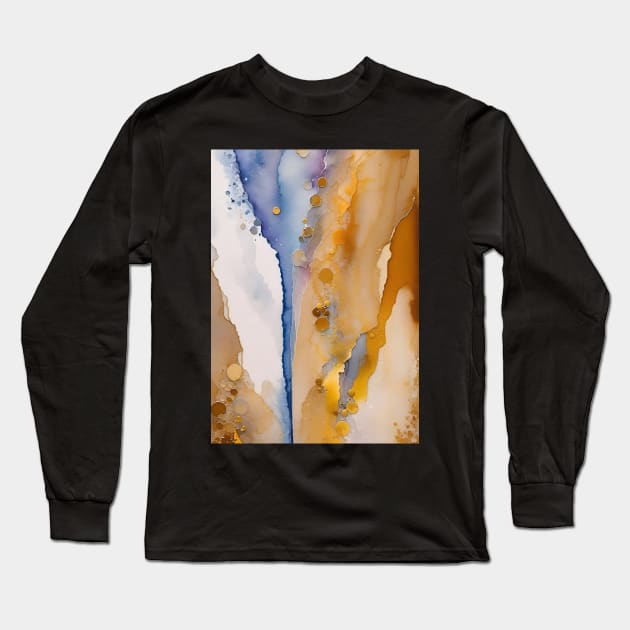 Blue and orange  Abstract Art Long Sleeve T-Shirt by MyAbstractInk